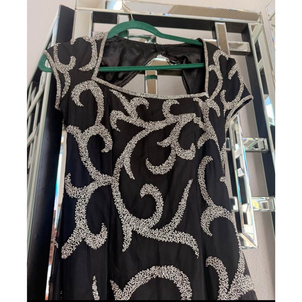 NWT RARE VINTAGE Silk Y2K Black Beaded Evening Gown – Scala - Size Medium - Picture 7 of 8